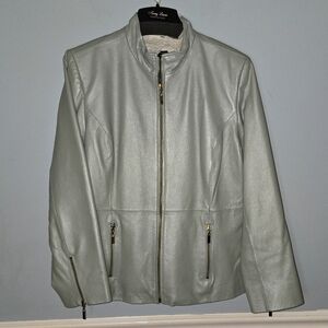 Terry Lewis Classic Luxuries Genuine Leather Blue Size Large Jacket Full Zip